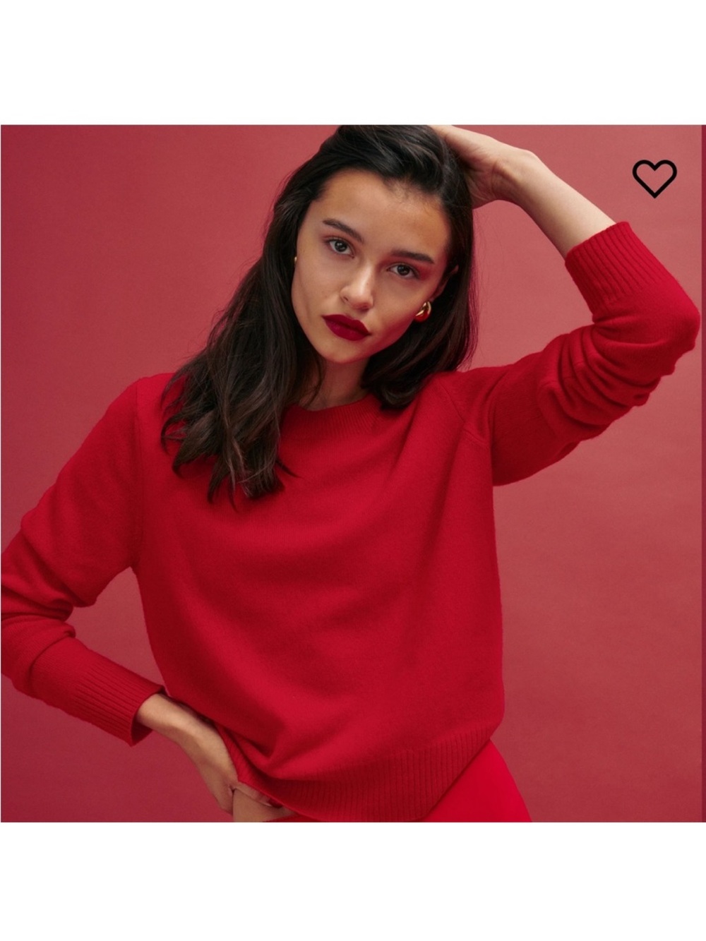 Reformation 100% Cashmere Lipstick Red Ribbed Crewneck Sweater Medium